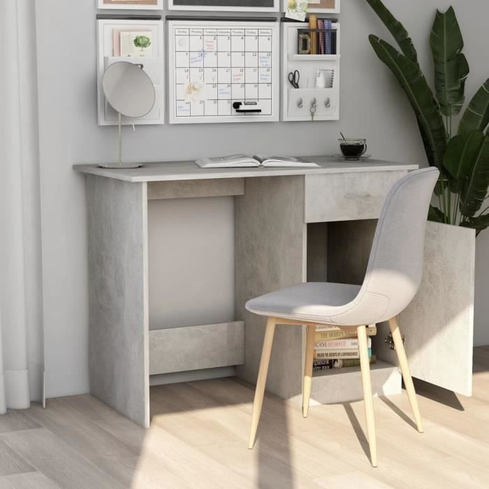 VidaXL Bureau Gris béton 100 x 50 x 76 cm Aggloméré