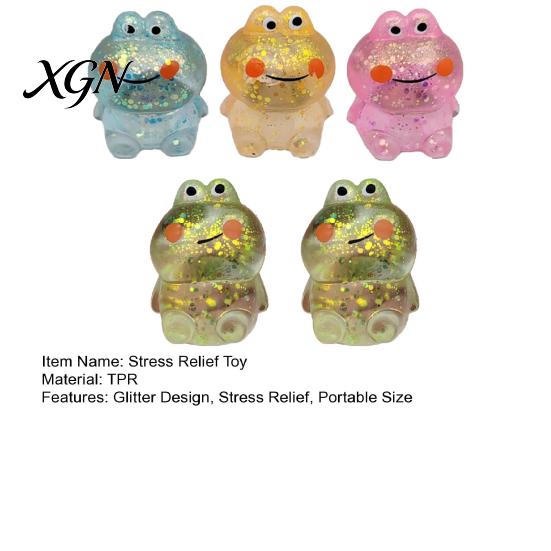 TPR Stress Ball 5Pcs Glitter Animal Sugar Anxiety Relief Clear Frog Anti-stress Toy Dog Cartoon Shit Squeeze Sensory Decompression