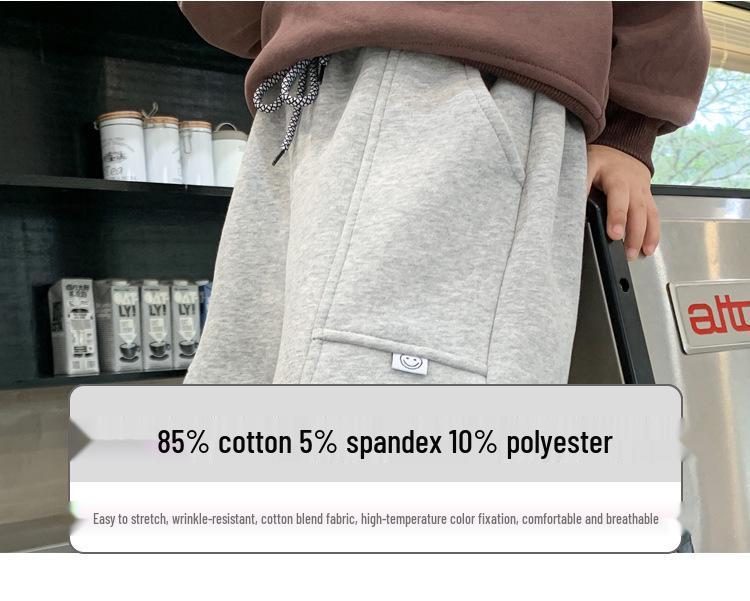 Boy's Fleece-Lined One-Piece Casual Warm Sweatpants for Fall & Winter - Stylish and Thickened Sports Pants