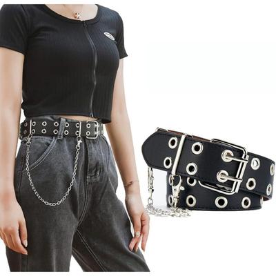 Punk Leather Belts for Women and Girls with Stylish Chain Waist Belt for Dresses Jeans  Black