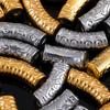 5pcs Stainless Steel Embossed Curved Tube Spacer Beads Necklace Charm Pendant Loose Beads Connectors DIY Jewelry Making Findings