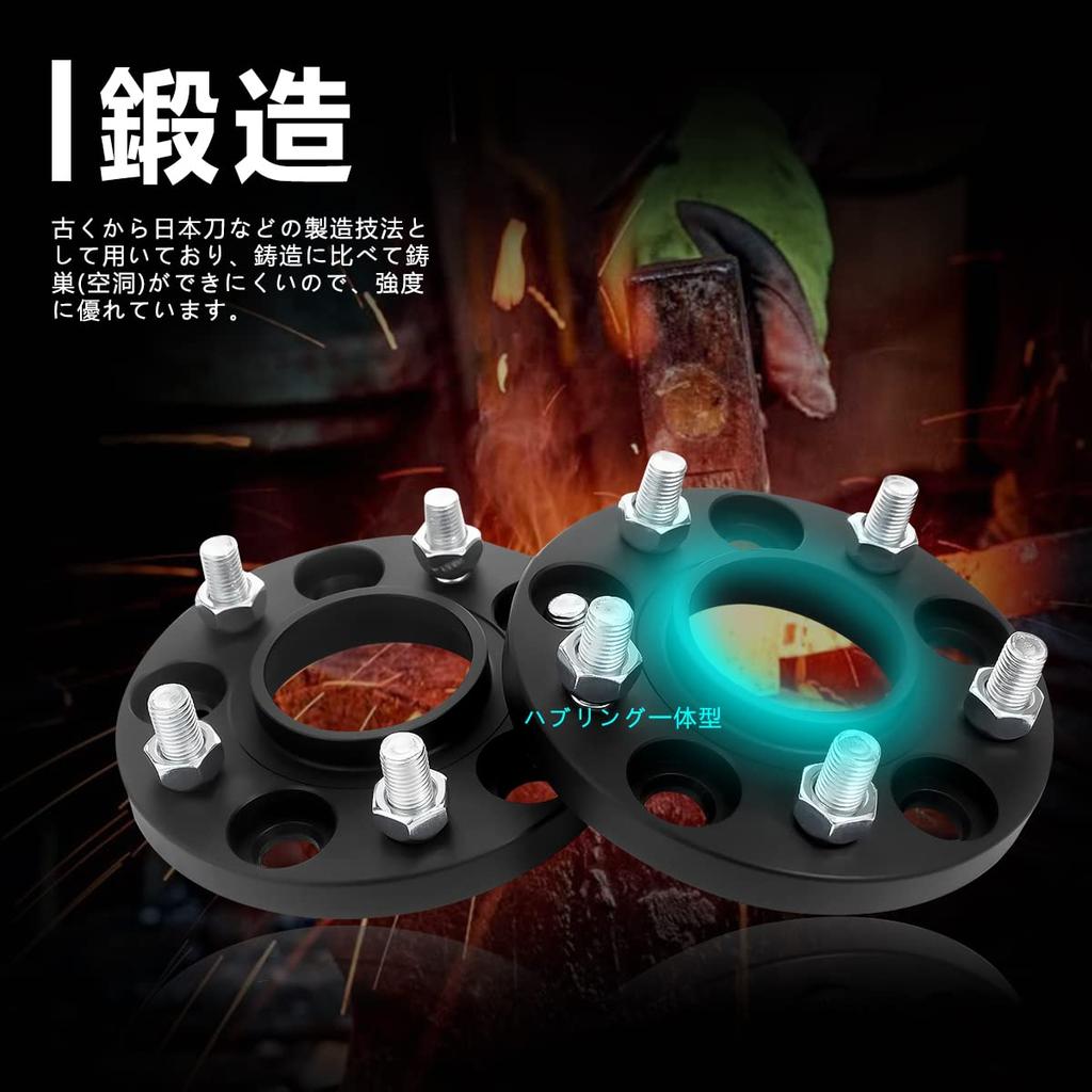 GAsupply PCD114.3 5H Forged Wide Tread Spacer, Inner Diameter 2.3 Inches (60.1 Mm), M12XP1.5