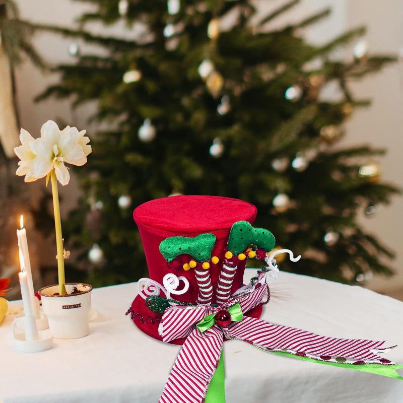 Collapsible Christmas Tree Topper Hat Witch Leg Bow Design Foldable Star Alternative Holiday Decor Xmas Party Festive Accent