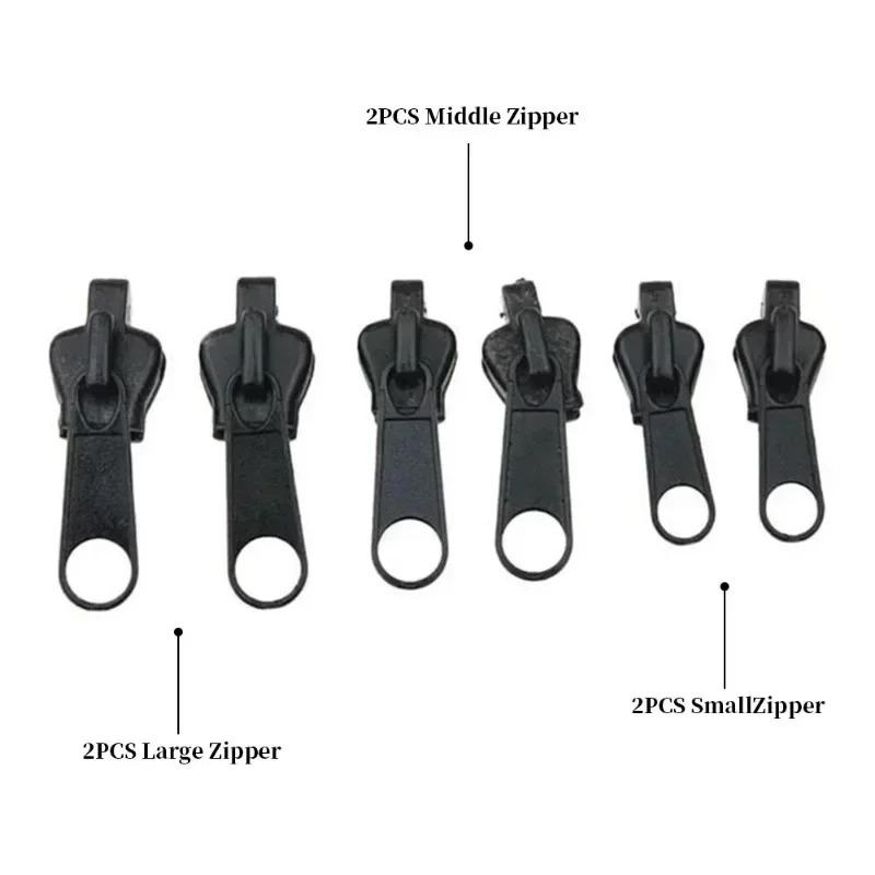 5/6pc Zippers Repair Kit Universal Instant Zipper Repair Replacement Zipper Sliding Teeth Rescue Zipper Head For 3 Different Siz