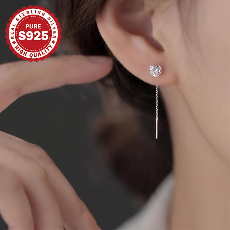 S925 Sterling Silver Long Dangle Earrings Pair Suitable for Daily Wear Valentine's Day Gift Women's Jewelry Low Allergy