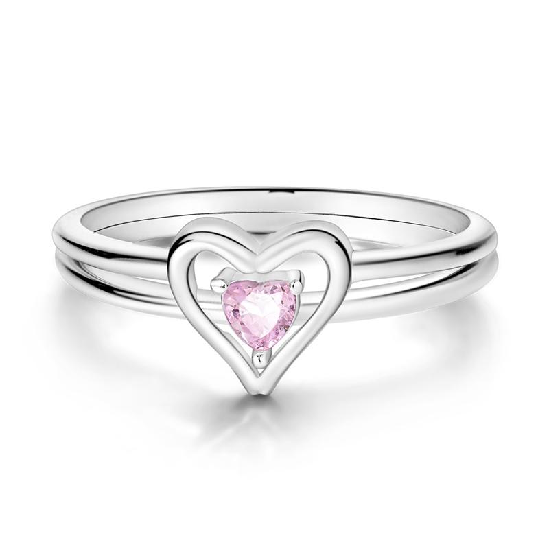 New Design 925 Silver Infinite Pink Zircon Love Heart Shape Ring Finger Rings For Women High Quality Wedding Jewelry Gift