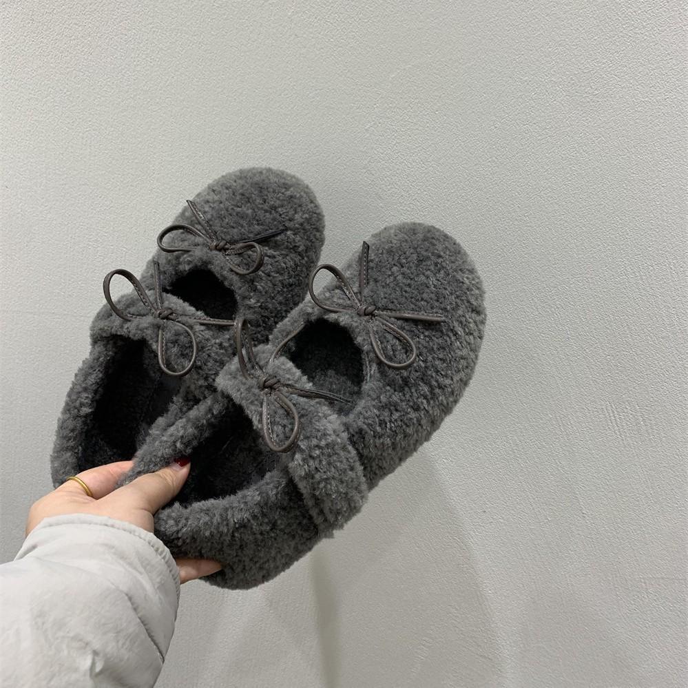 Inner Height Increase 4CM Autumn and Winter with Skirt Warm and Velvet Mary Jane Shoes Fluffy Shoes Soft Sole Single Shoes Women's Shoes French Shoes