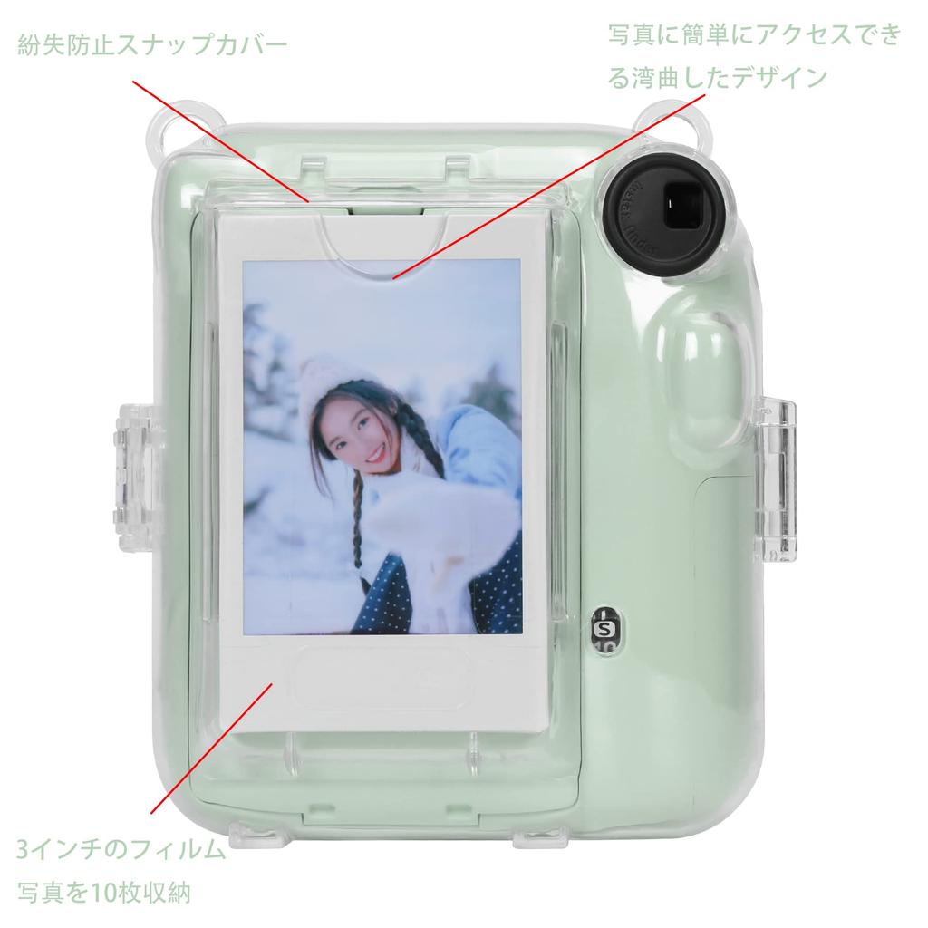 Aenllosi Clear Case for Fujifilm Instax Mini 12 Instant Camera, PVC Cover with Shoulder Strap (Case Only)