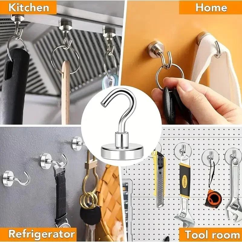 20/1ks kovových silných magnetických háčků Nástěnný magnetický háček pro velké zatížení Závěsný věšák na kabáty Domácí kuchyně Koupelna Úložný prostor