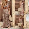 Długa sukienka boho dla kobiet V Neck Letnia sukienka Paisley Print Eleganckie sukienki z paskiem Duże dołem sukienki plażowe Robe