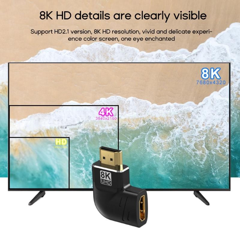 Cable Extender Converter Adapter Suitable for PC Laptop Computer Monitor Projector 8K 60Hz 4K 120Hz 270° High Definition