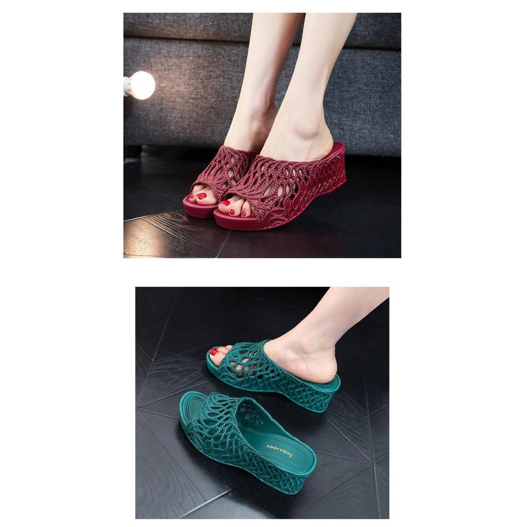 Ladies' Fashion Slope Heel Sandals - Open Toed Thick Soled Shoes with Breathable PVC Material, Comfortable for Summer Casual Wear , Strap Up Sandals