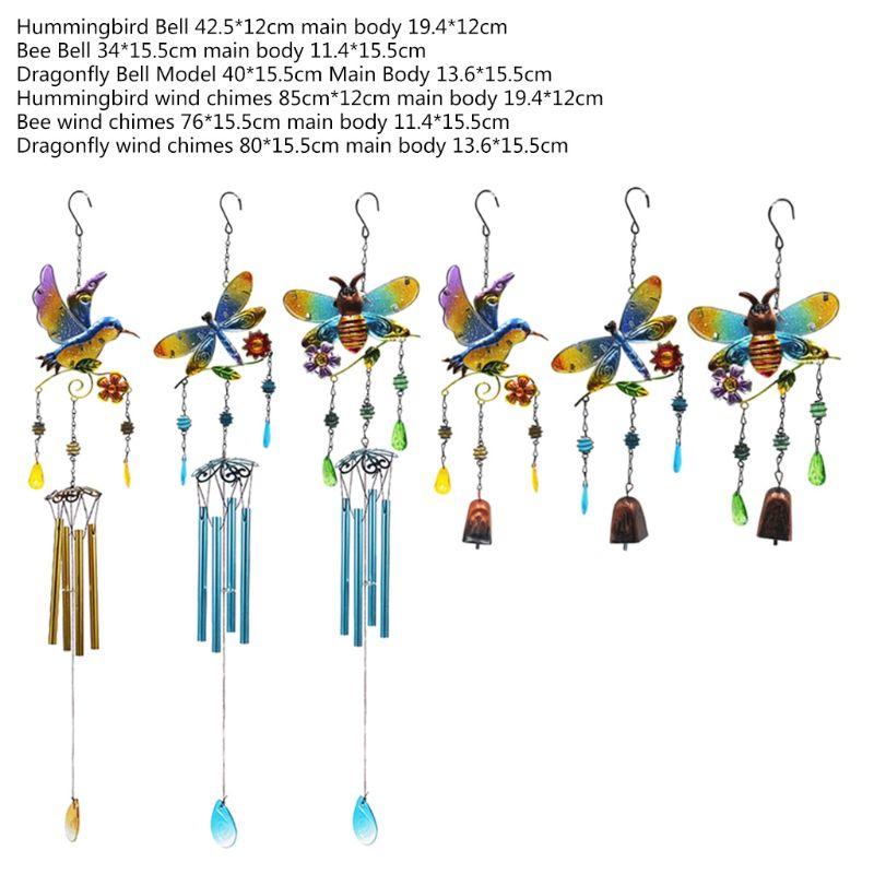Wind Chimes Bells Hummingbird Bee Dragonfly Hanging Ornaments Garden Home Decor
