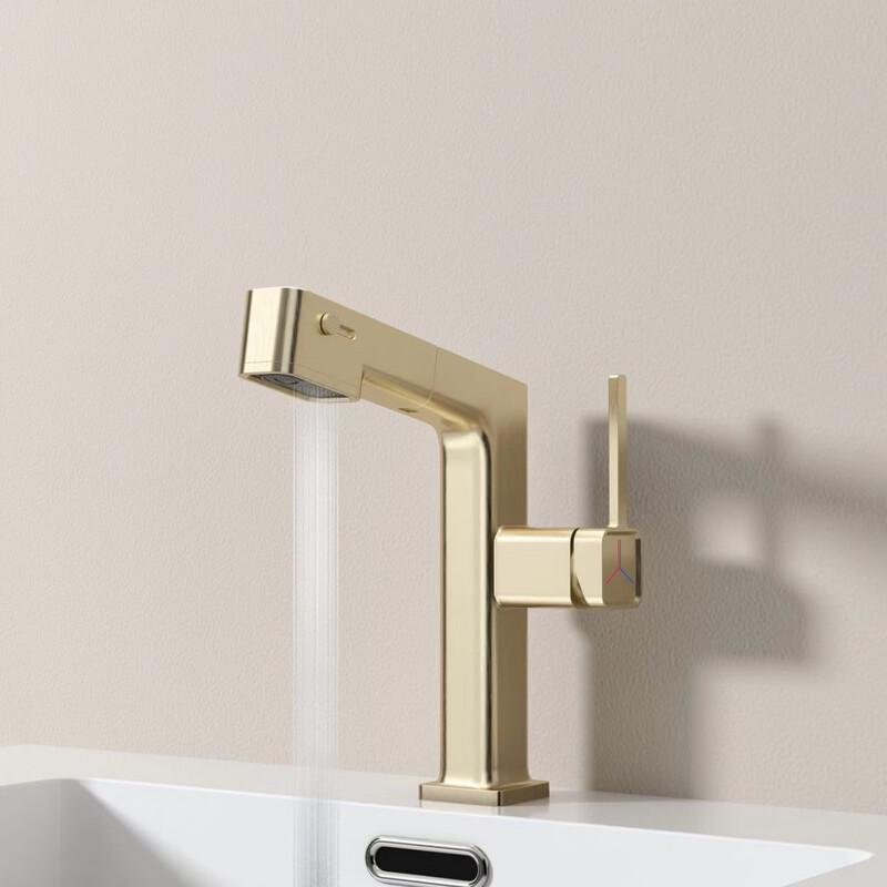 Height-Adjustable Wall-Mounted Pull-Out Basin Faucet
