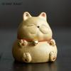 Chinese Yixing Purple Clay Tea Pet Handmade Sculpture Animal Ornaments Lucky Cat Statue Decoration Desktop Decors Crafts Tea Set