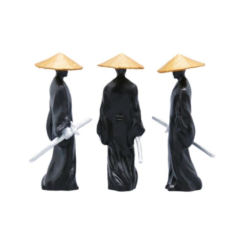 5CM Mini Chinese Swordsman Figure Exquisite Ancient Kung Fu Car Statue Ornament Cartoon Swordsman Miniatures Home Desk Decor