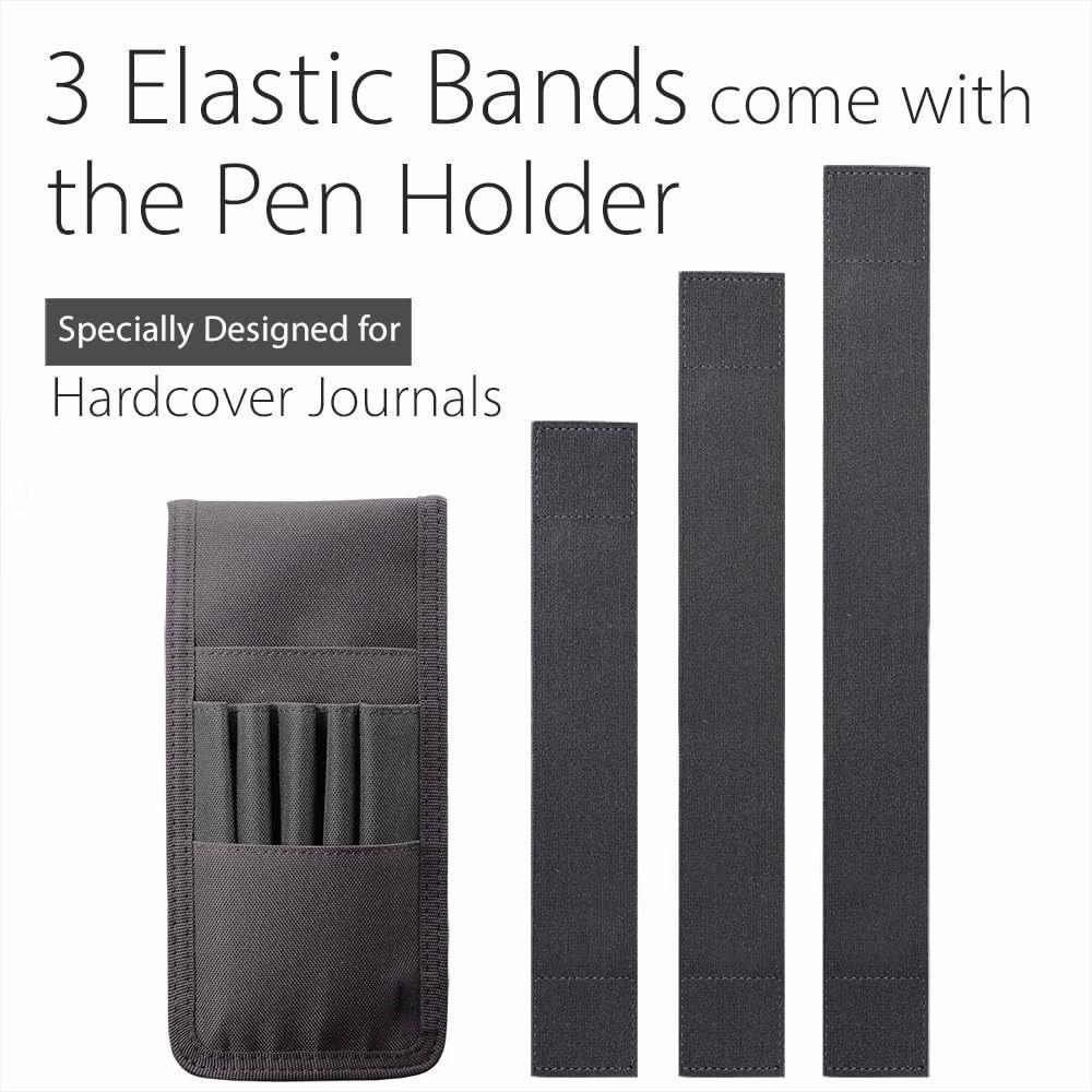 Detachable Pen Sleeve Case Adjustable Hard Cover Journals Pen Holder for Books Binders