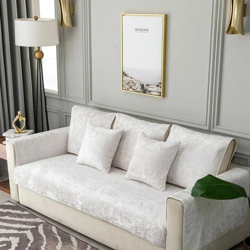 Winter Plush White Sofa Cover Four Seasons Velvet Nordic Non Slip Sofa Cushion Simple Modern suede Sofa Cover for Living Room