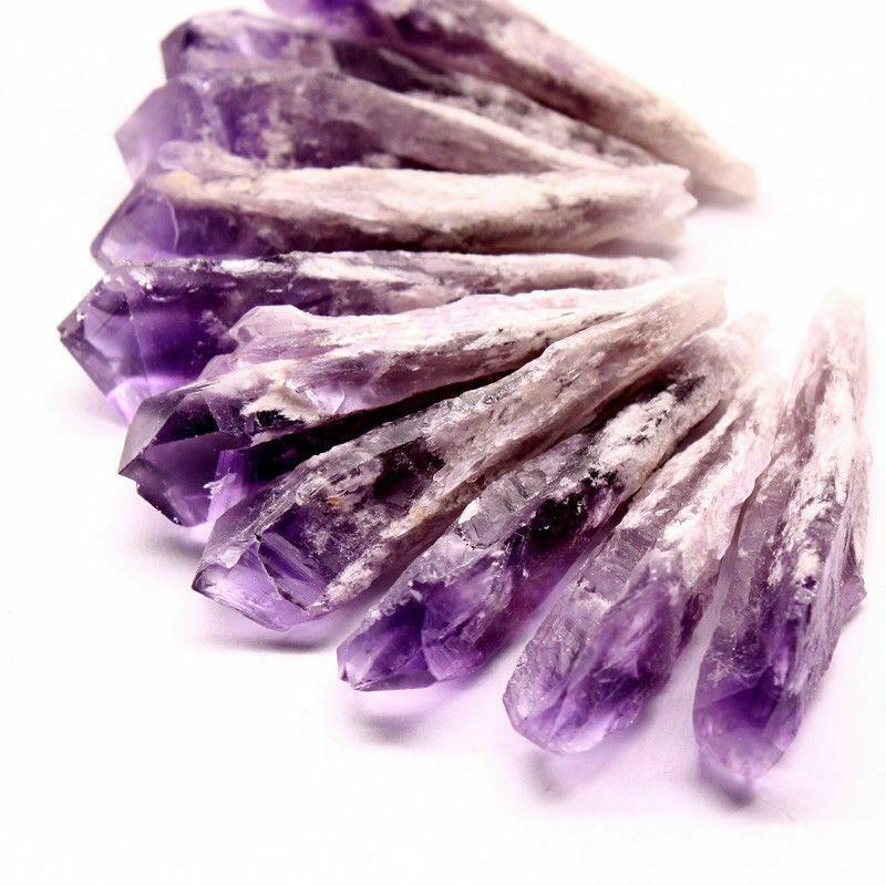Natural Quartz Amethyst Crystal Wand Point Specimen Healing Home Gift Decor