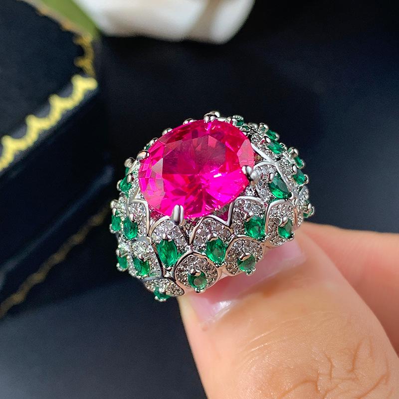 

Ювелирные изделия Модное кольцо Женское Имитация красного корунда Изумруд Синяя шпинель Полный бриллиант Высококачественное женское