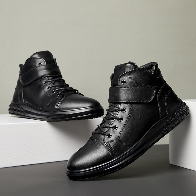 Brand High Quality Genuine Leather Men'S Boots Basic Men Casual Shoes Fashion Ankle Boots For Men Winter Snow Boots With Fluff