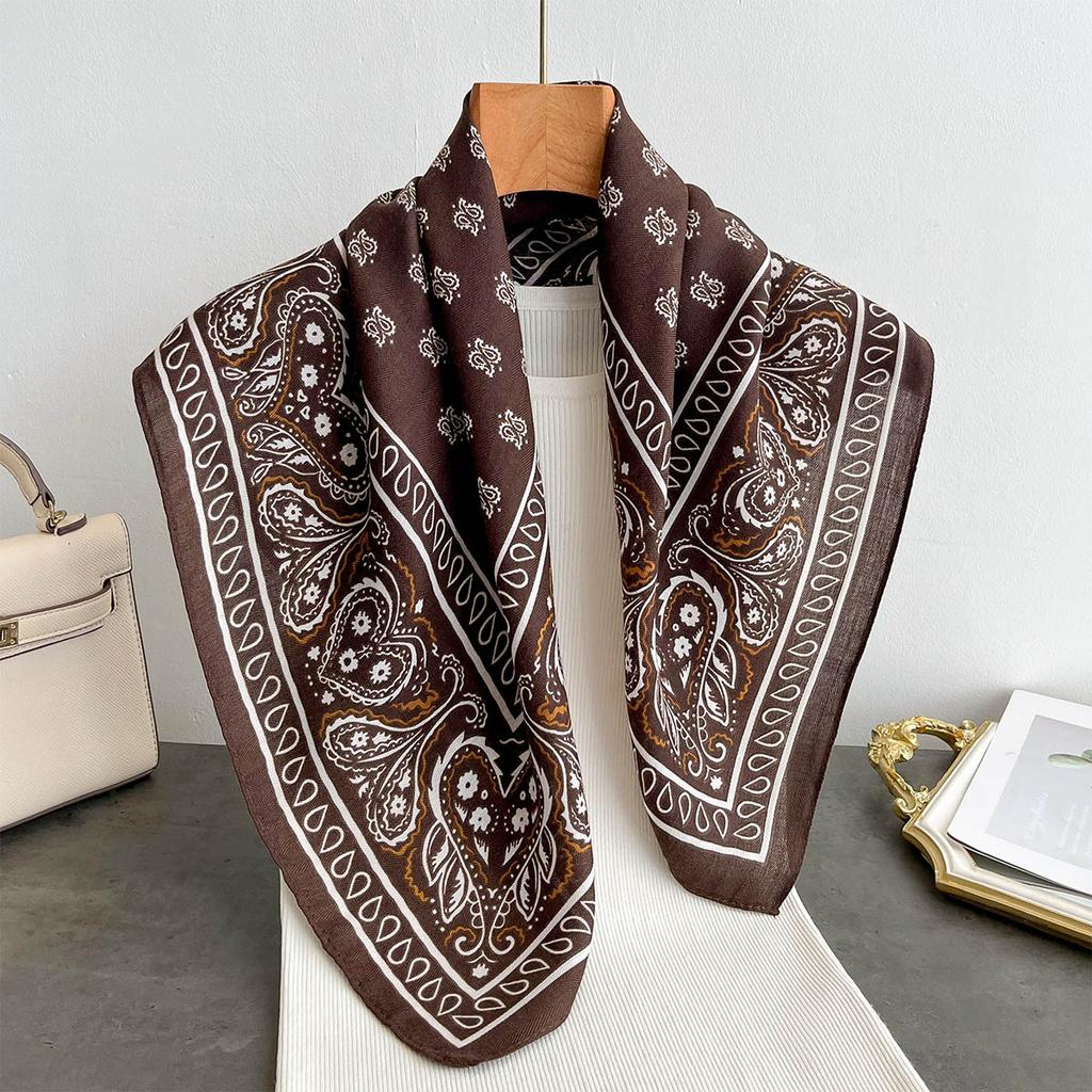 Spring and Autumn New Korean Small Square Scarf Women's 71 Cotton and Linen Versatile Small Scarf Neck Shirt Decorative Silk Scarf