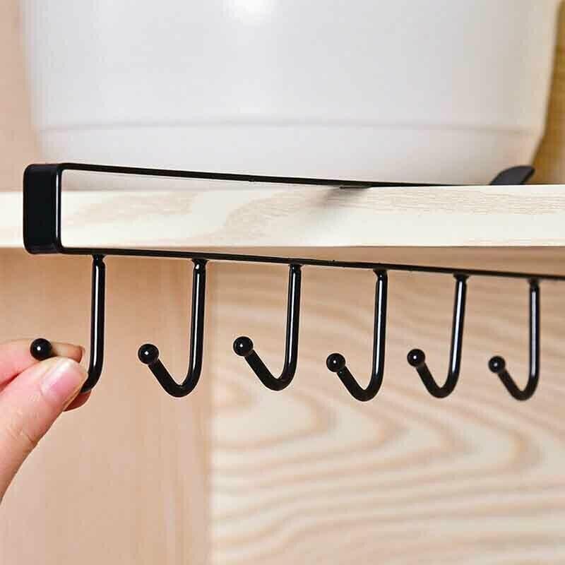 1PC Metal Special U Type 6 Hook Rack Bathroom Kitchen Storage Rack Hanging Hooks 6 Hooks Mug Holders