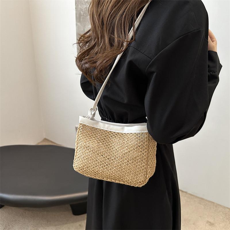 Stylish Woven Crossbody Bag For Women In Black Coffee White And Khaki Colors For Trendy Casual Looks