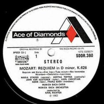 

LP Record WOLFGANG AMADEUS MOZART MNCHENER Requiem SDDR380 Ace Of Diamonds UK Classical Used