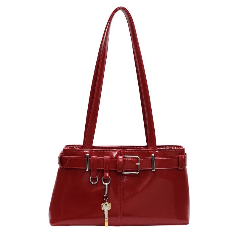 

Niche high-end shoulder bag women s new autumn and winter retro versatile underarm bag work hand bag бордовый