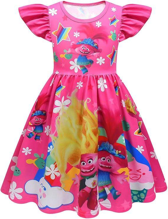Girls Cartoon Movie Character Flutter Sleeve Casual Dress 90