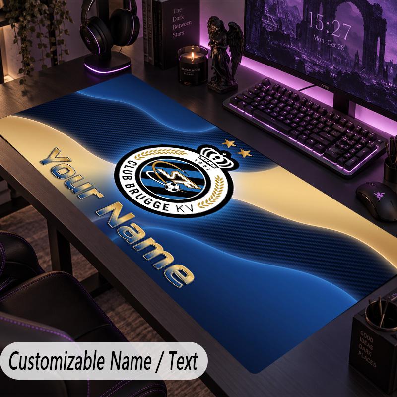 Custom Text Big Mousepad, Extended Desk Pad For Laptop Work GameClub Brugge FC