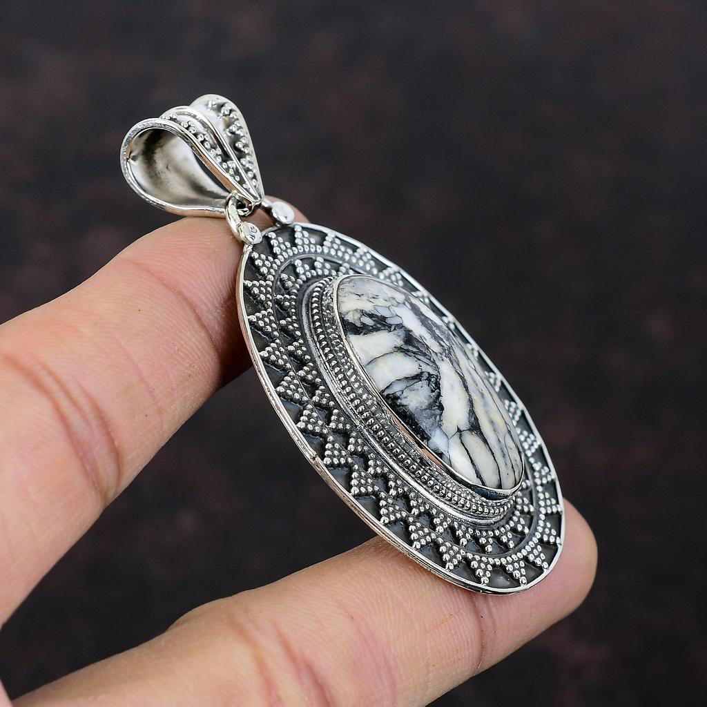 Pinolith Jasper Gemstone Pendant Latest Design Pendant Handmade Jewelry 925 Sterling Silver Pendant Gift For Mom Very Pretty Vintage Pendant