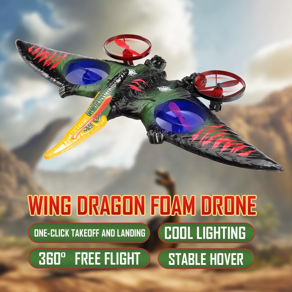 Pterodactyl Dinosaur Toys Drone for Kids,Easy To Fly Dragon Remote Controlled Aircraft,Flying Toys Birthday Gifts for Boys,Hobby RC Plane for Kids