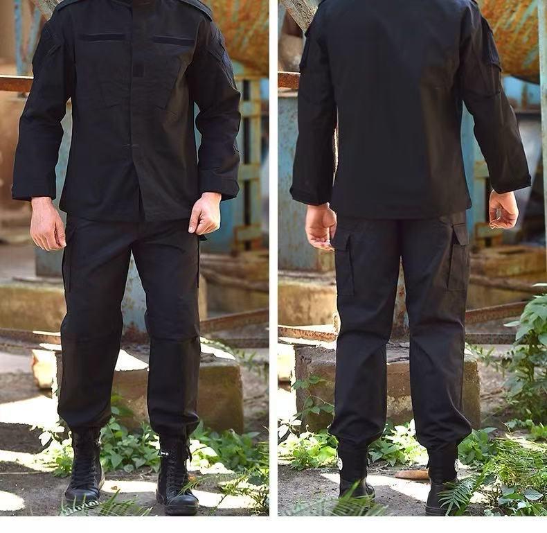 Men's Wear-Resistant Black Camouflage Tactical Suit for Spring/Autumn
