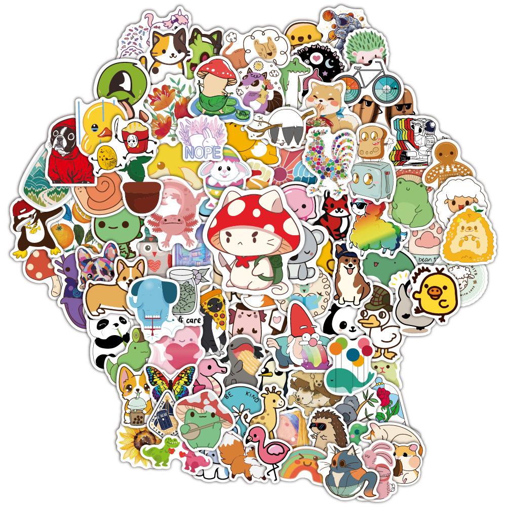 100Pcs Aesthetic Stickers 100 Pvc Waterproof Cute Cartoon Guitar Luggage Outdoor Fresh Stickers
