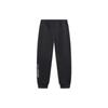 Li Ning Sports Lifestyle Series Letter Logo Printed Cuffed Elastic Waist Knitted Joggers Men Joggers Black AKLU019-2