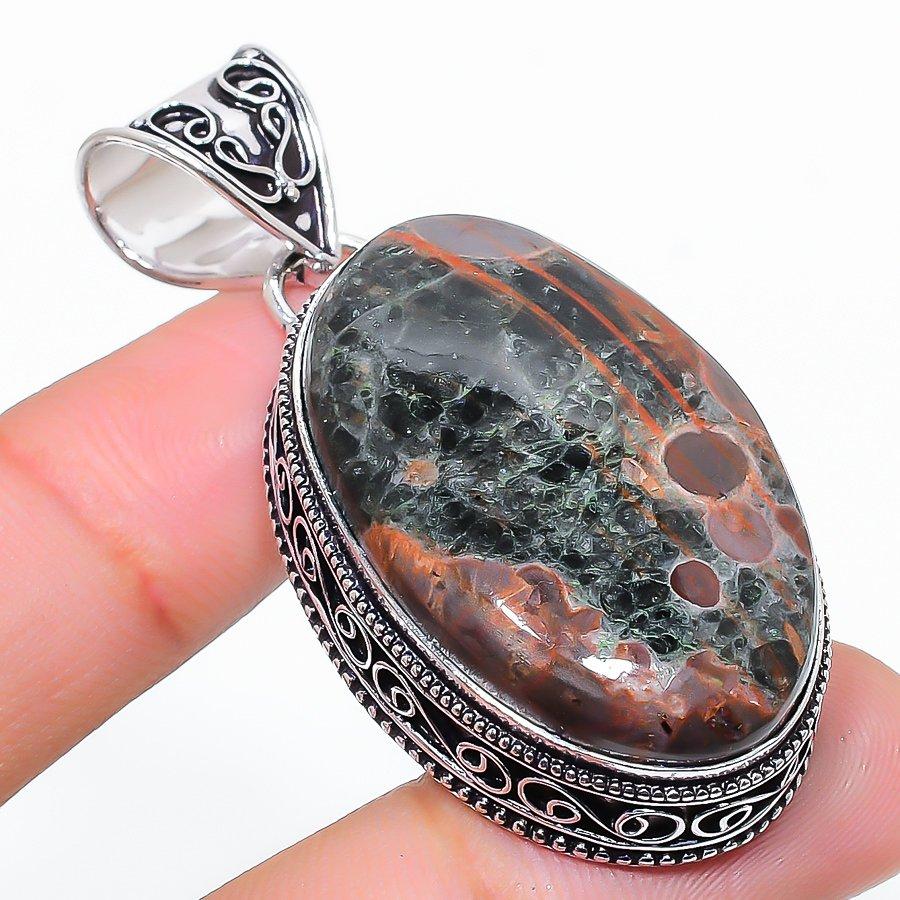 Ghost Eye Jasper Gemstone 925 Sterling Silver Jewelry Pendant 2.17" SU-1008