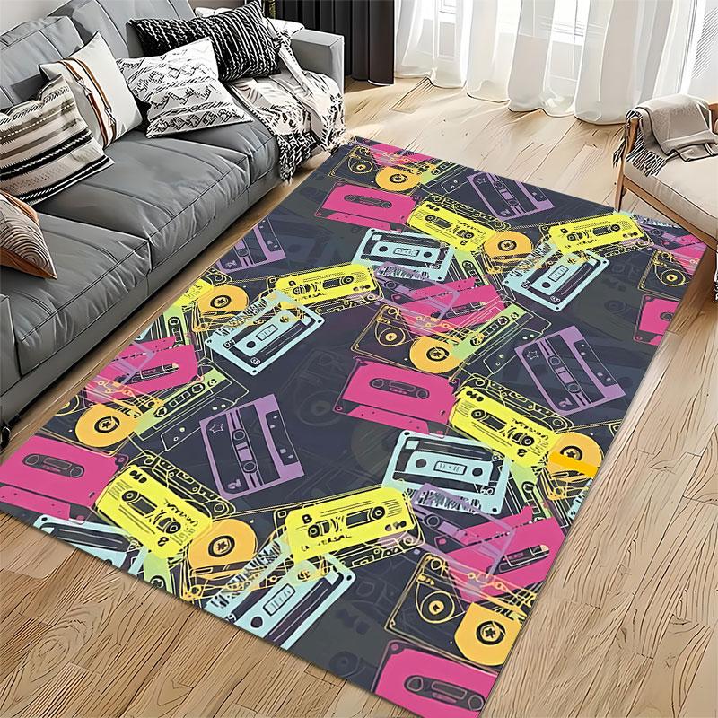 Retro Colorful Cassette Design Suitable As a Non-slip Mat for the Living Room or Bedroom Sofa