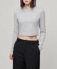 MUSINSA STANDARD WOMAN Women'S Slim Crop Crew Neck Long Sleeve T-Shirt [Medium Grey]
