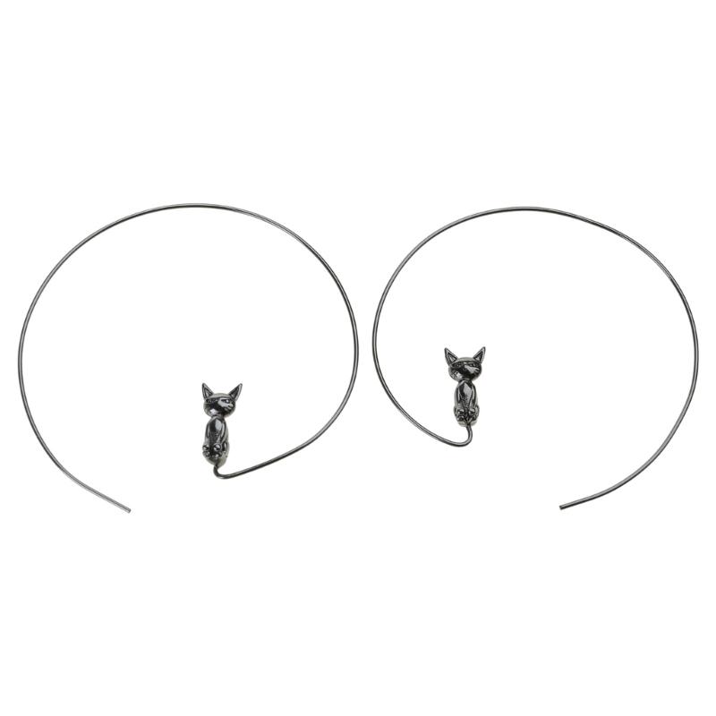

Korean Style Cats Pendant Round Circle Big Hoop Earrings for Women Statement Fashion Wedding Jewelry Mujer Brincos 1