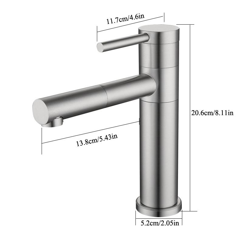 Bathroom Basin Faucet Deck Mounted Single Handle 360° Swivel Black Tap 304 Stainless Steel Cold and Hot Water Mixer Sink Taps