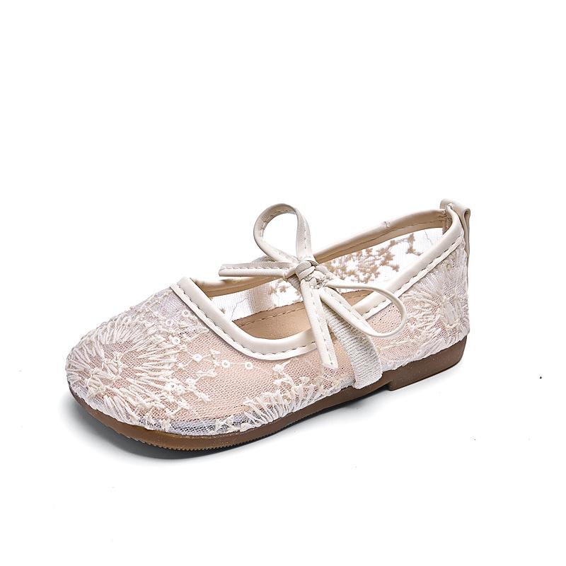 2025 Sommer Mädchen Süße Atmungsaktive Netz-Prinzessin Schuhe mit Feuerwerk Muster & Schleife