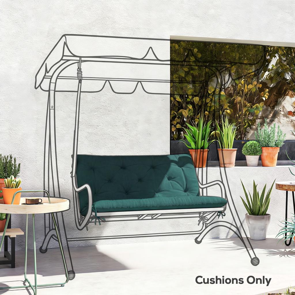 2 Seater Bench Pad Garden Chair Cushion With Back And Ties For Indoor And Outdoor Use 98 X 100 Cm Green