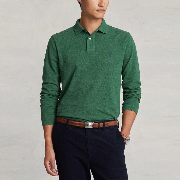Polo Ralph Lauren PE23 Polo a Maniche Lunghe Slim Fit in Rete Solida Uomo top Verde MNPOKNI16822702-301