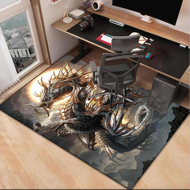 Mythical Dragon Flight Office Rug Chair Mat, Entryway Carpet, Suitable for Front Door, Bedroom, Living Room, Desk, Holiday Gift