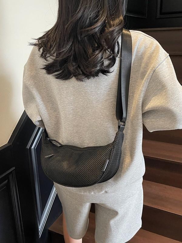 Minimalist Outdoor Single Shoulder Bag With Cable Stitch Urban Style For Daily Use