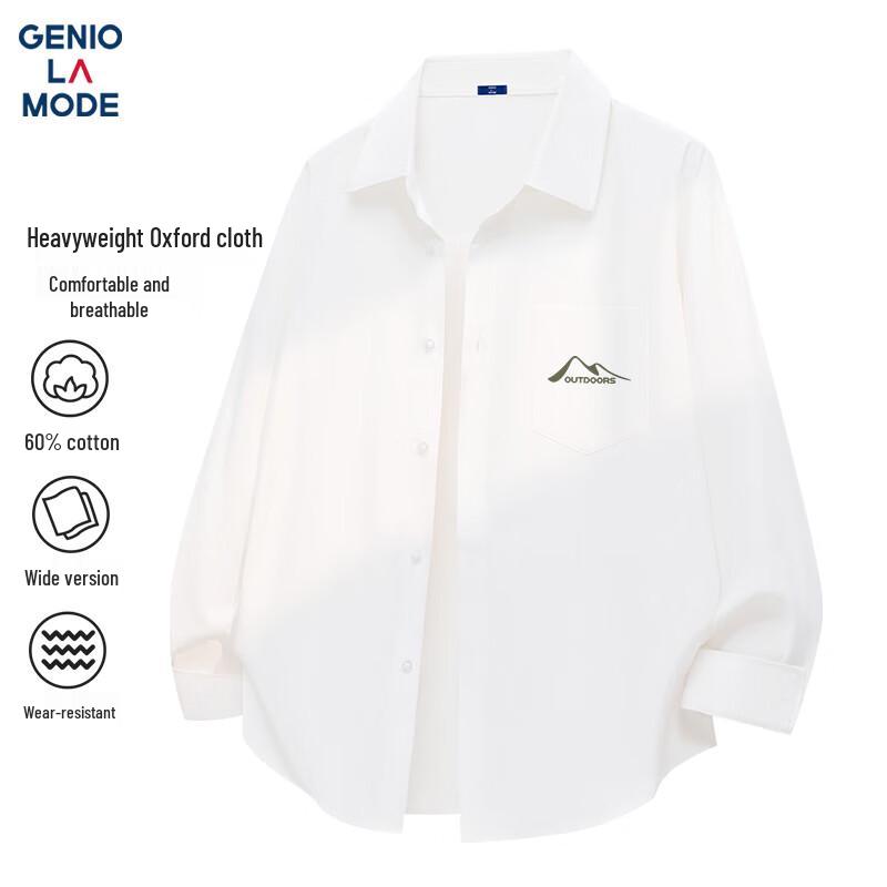 GENIOLAMODE Men's Oxford Long-Sleeve Casual Shirt