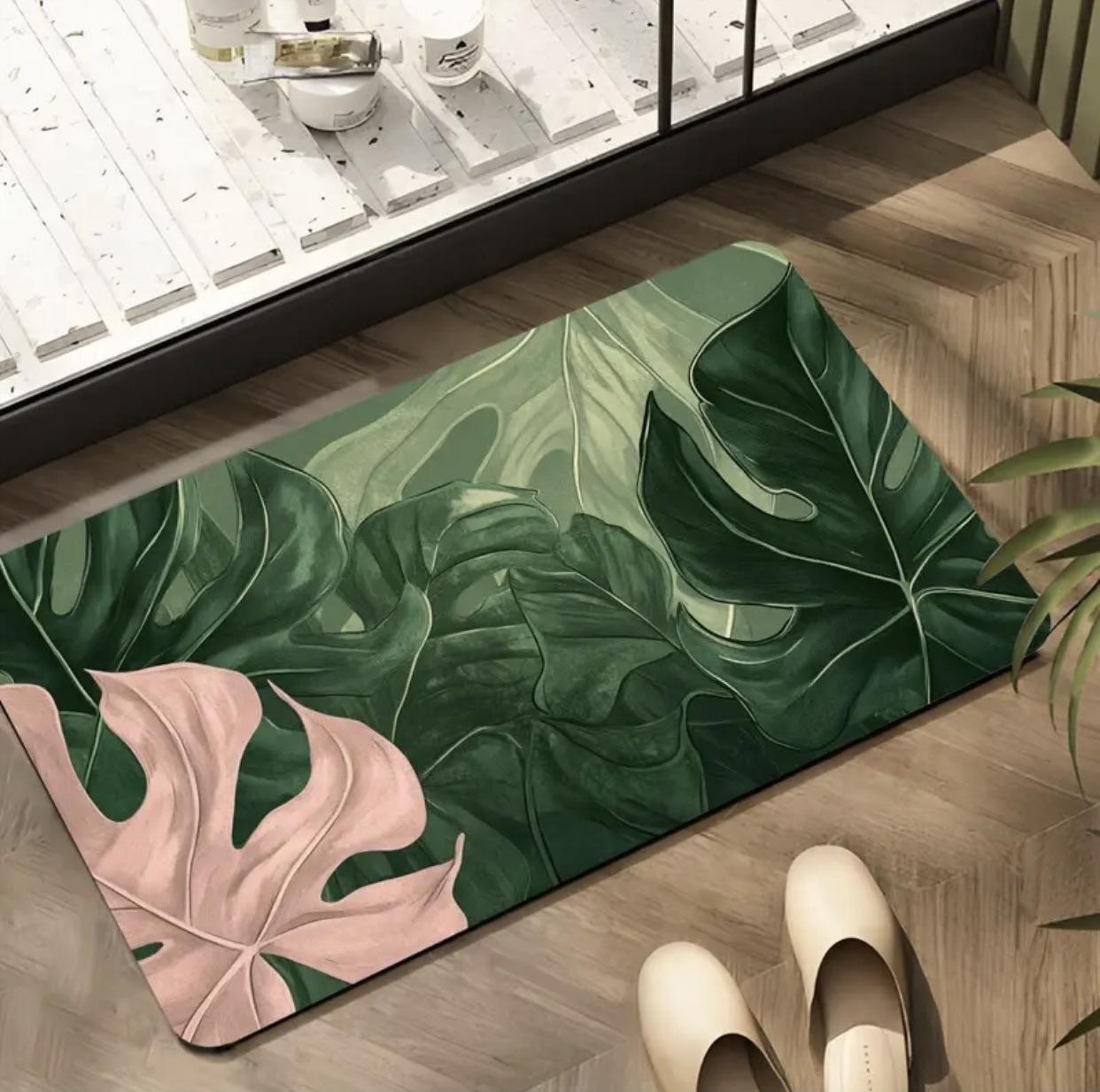 

Visual Three-dimensional Green Plant Floor Mat Bathroom Kitchen Anti Slip Absorbent Floor Mat Entrance Door Carpet 30x40cm