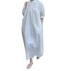 Japanese Loose Stand Collar Zipper Short Sleeve A-line Ankle-length Dress for Women - Spring Collection